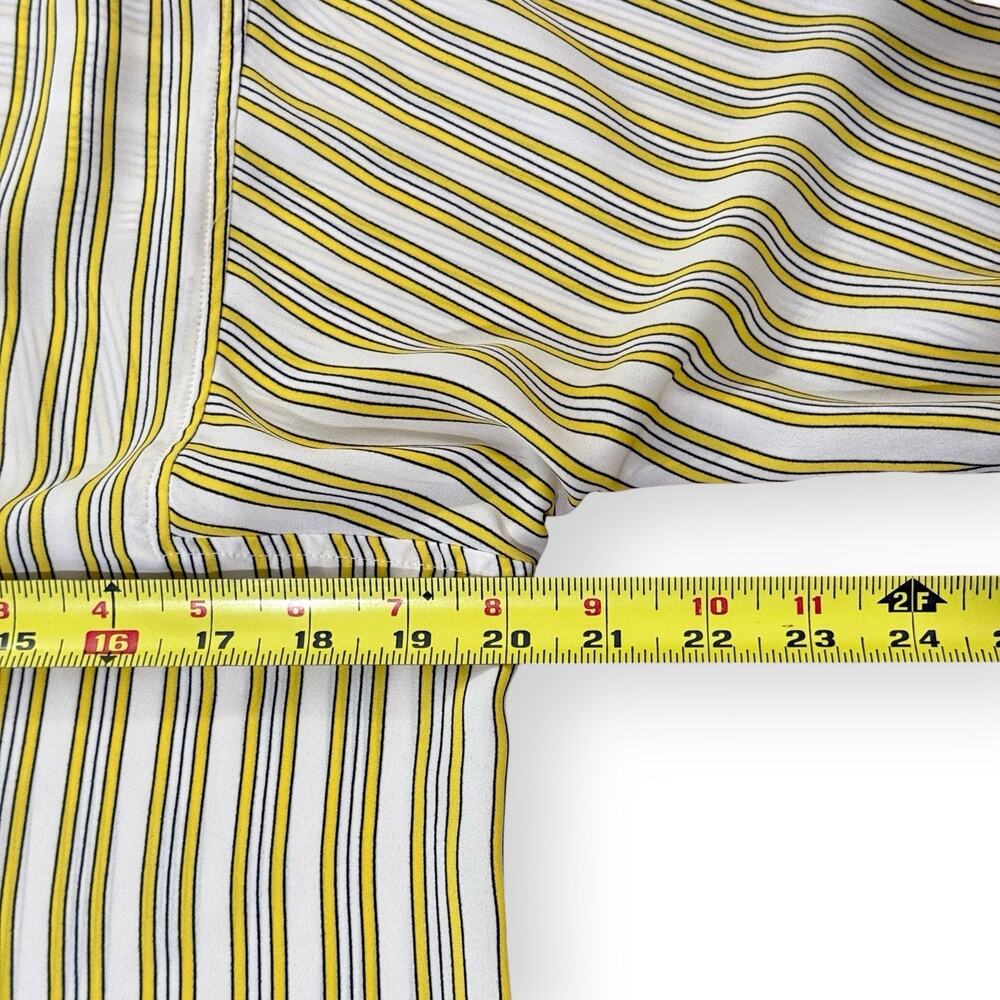 Talbots Yellow White Striped Popover Blouse S Lightweight Long Sleeve Tunic - Picture 7 of 8